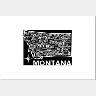 Montana Map Posters and Art